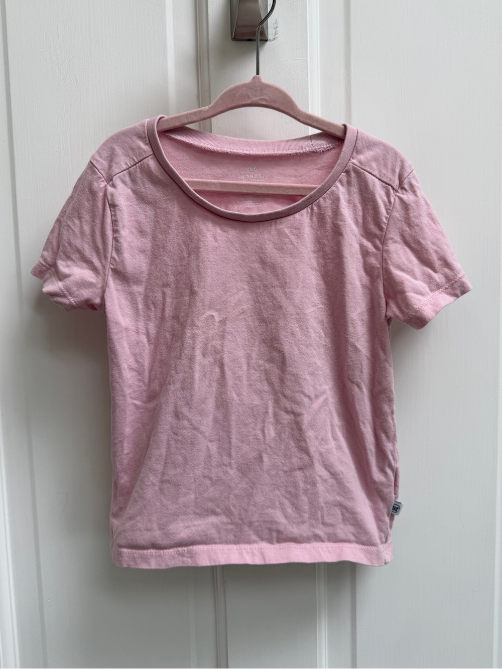 The Honest Company 4T Girls Light Pink Short Sleeve Tee Shirt Top Blouse